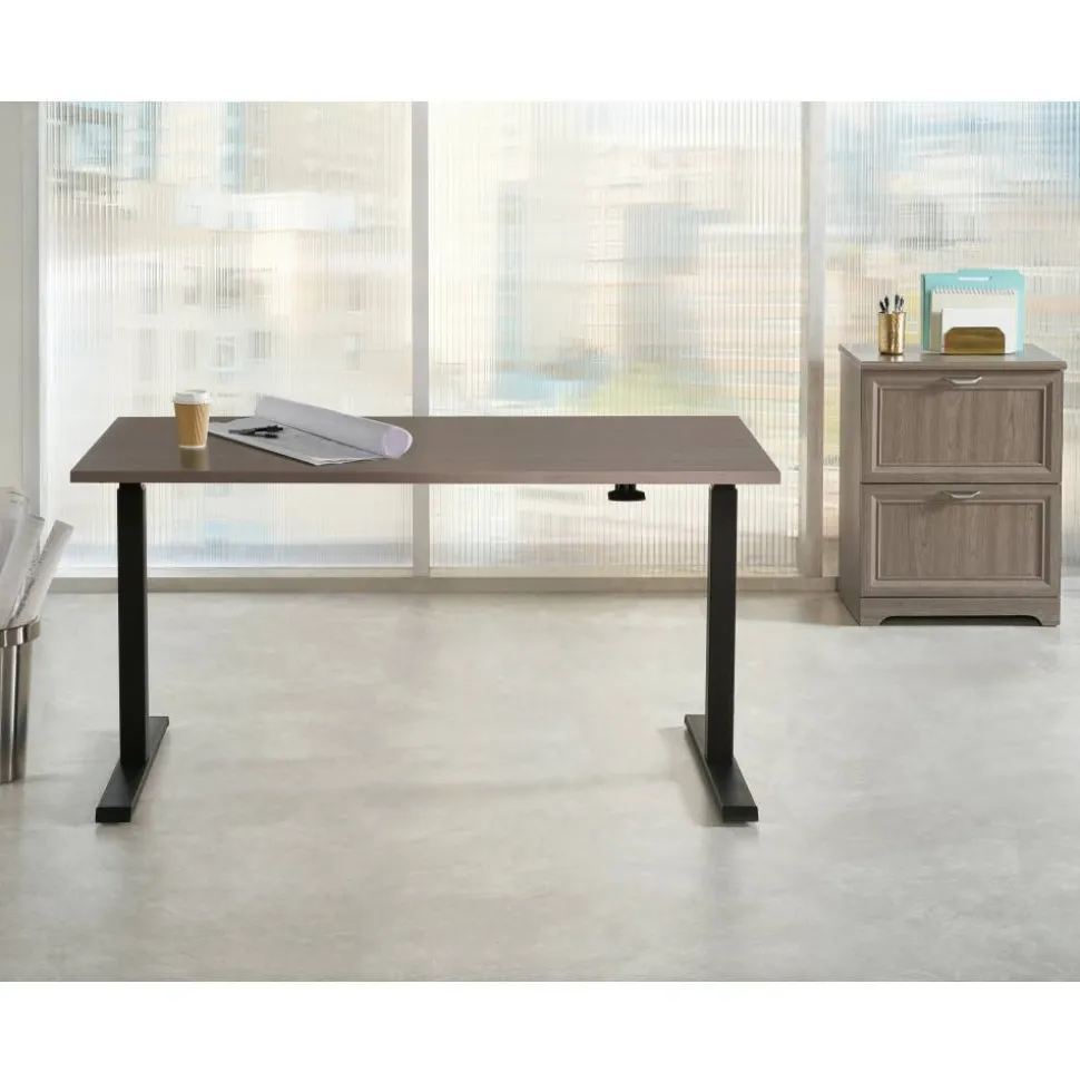 Magellan 60"W Pneumatic Height-Adjustable Standing Desk, Gray