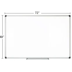 Magnetic Dry-Erase Whiteboard, 48" x 72", Silver Frame