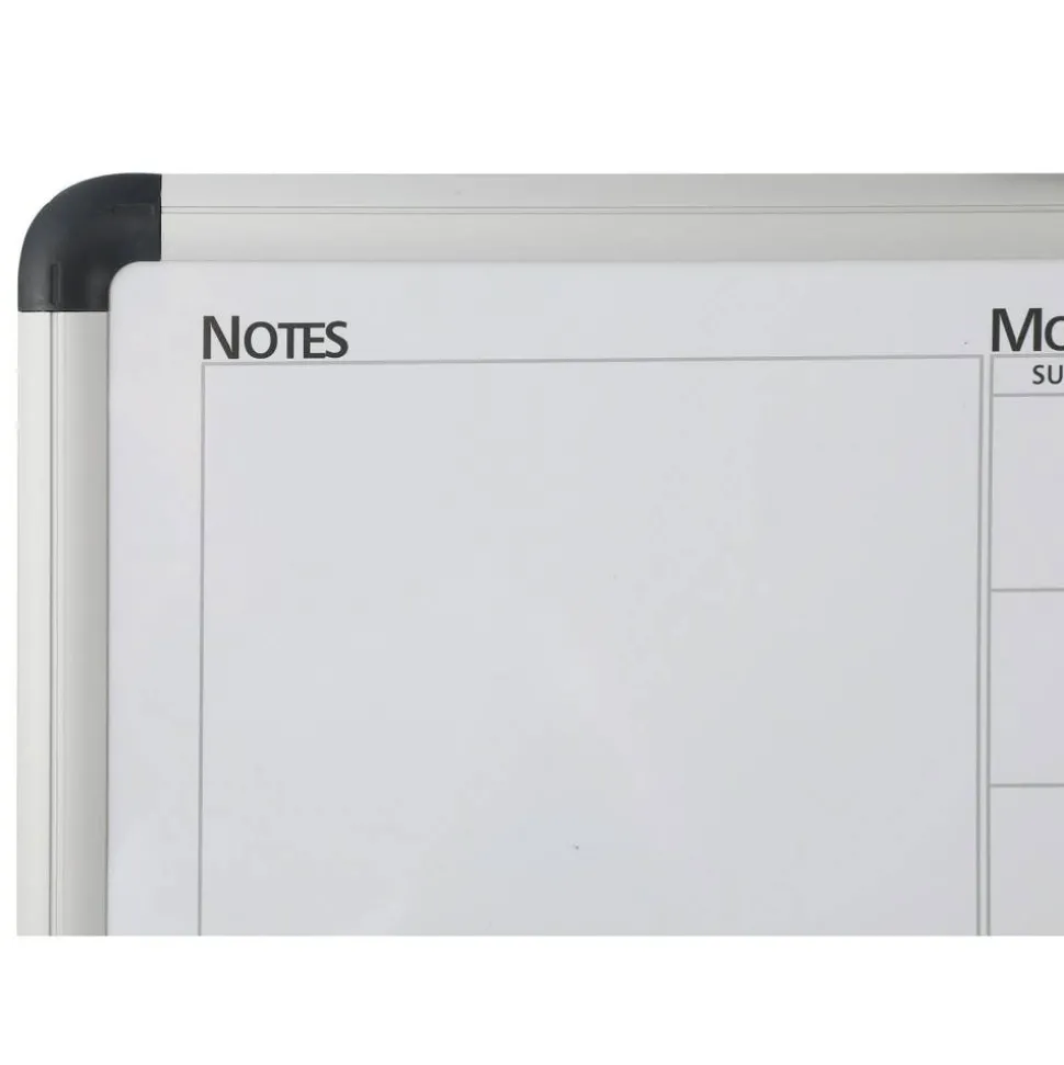 Magnetic Dry-Erase Whiteboard/Cork Calendar Board, 24" x 36", Silver Aluminum Frame