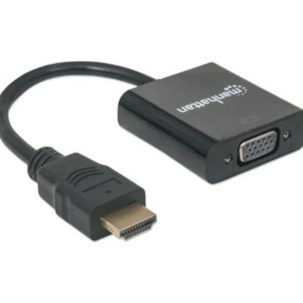 Manhattan HDMI Male to VGA Female Converter with Optional USB Micro-B Power Port - Retail Bag