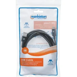 Manhattan USB-C to USB-A Cable, 3m, Male to Male, 480 Mbps (USB 2.0), Hi-Speed USB, Black, Lifetime Warranty, Polybag