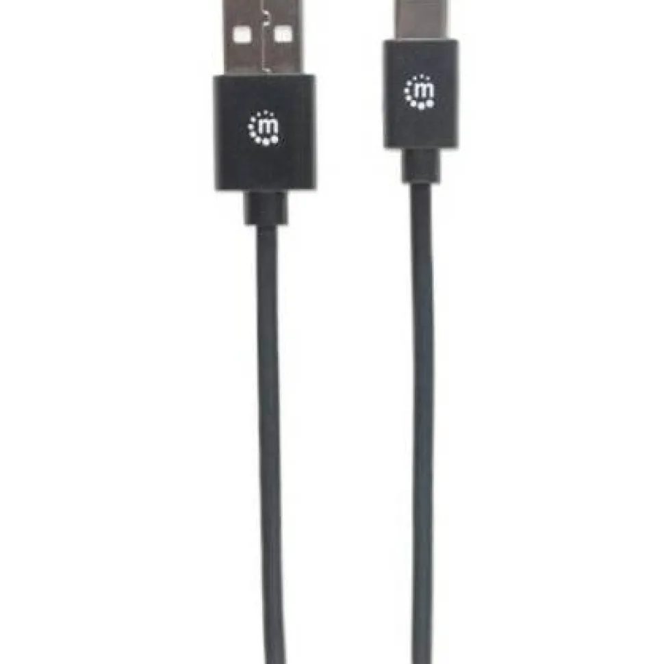 Manhattan USB-C to USB-A Cable, 3m, Male to Male, 480 Mbps (USB 2.0), Hi-Speed USB, Black, Lifetime Warranty, Polybag