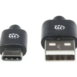 Manhattan USB-C to USB-A Cable, 3m, Male to Male, 480 Mbps (USB 2.0), Hi-Speed USB, Black, Lifetime Warranty, Polybag