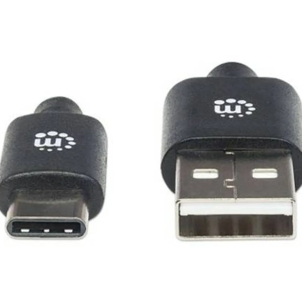 Manhattan USB-C to USB-A Cable, 3m, Male to Male, 480 Mbps (USB 2.0), Hi-Speed USB, Black, Lifetime Warranty, Polybag