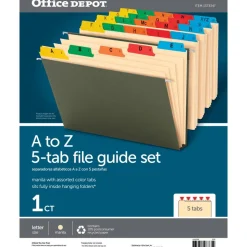 Manila A To Z File Guides, Letter Size, Manila, Pack Of 25