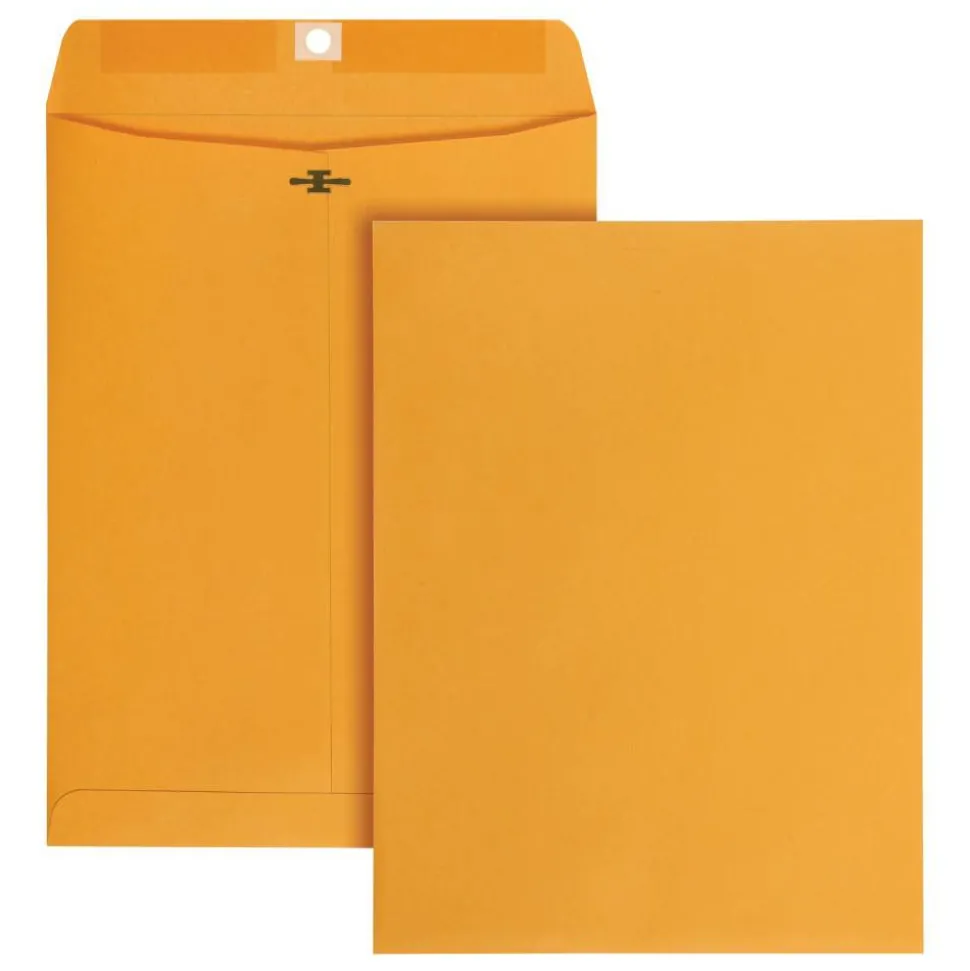 Manila Envelopes, 9" x 12", Clasp Closure, Brown Kraft, Box Of 100