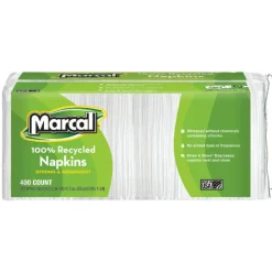 Marcal Luncheon Napkins, 11-3/8"H x 10-1/2"W, 100% Recycled, Pack Of 400