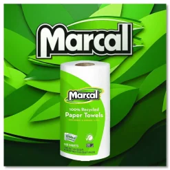 Marcal 100% Premium Recycled Kitchen Roll Towels, Roll Out Box, 2 Ply, 11 x 5.5, White, 140 Sheets, 12 Rolls/Carton