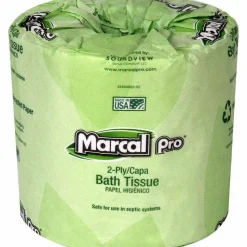 Marcal PRO 2-Ply Septic Safe Bathroom Tissue, 100% Recycled, White, 240 Sheets per Roll, Case of 48 Rolls