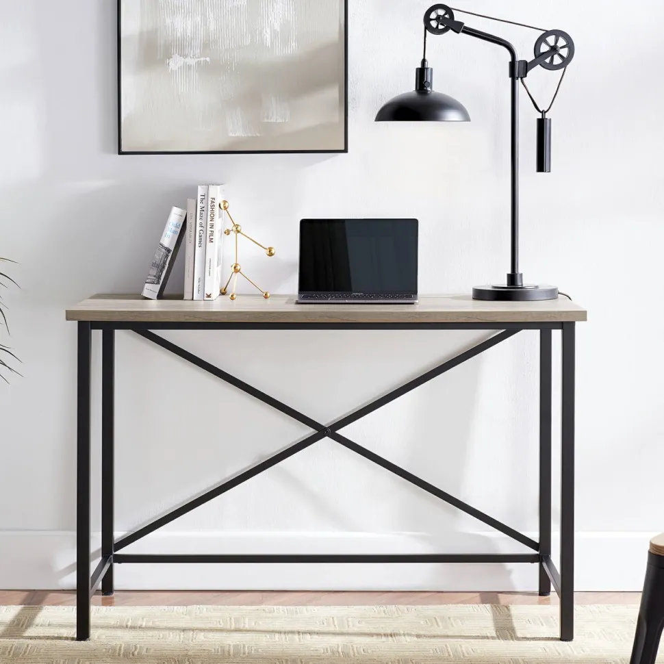 Martina Rectangular 47.5" Wide Desk in Black/Gray Oak