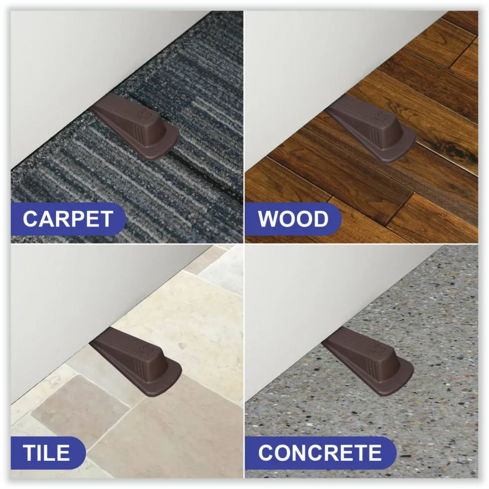 Master Caster Big Foot Doorstops, 1-1/4"H x 2"W x 4-3/4"D, Brown, Pack Of 2
