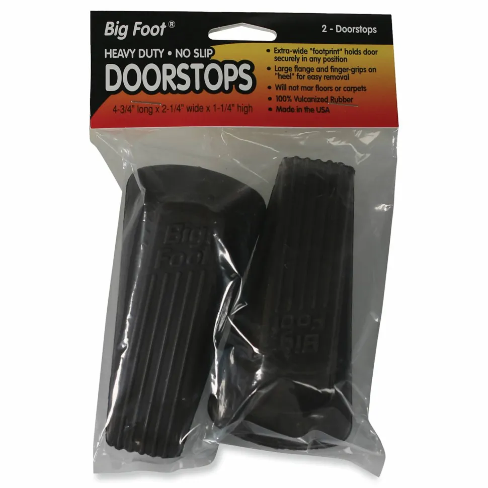 Master Caster Big Foot Doorstops, 1-1/4"H x 2"W x 4-3/4"D, Brown, Pack Of 2