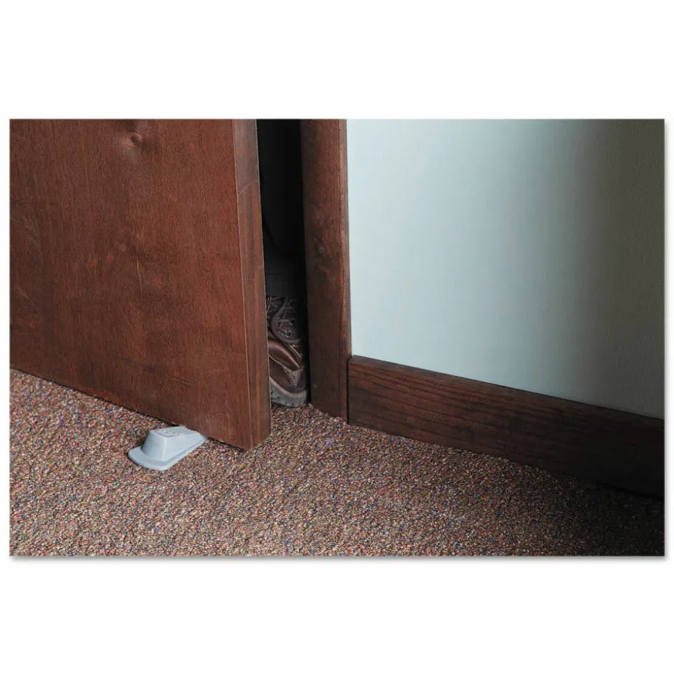 Master Caster Big Foot Doorstops, 1 1/4"H x 2"W x 4 3/4"D, Gray, Pack Of 2