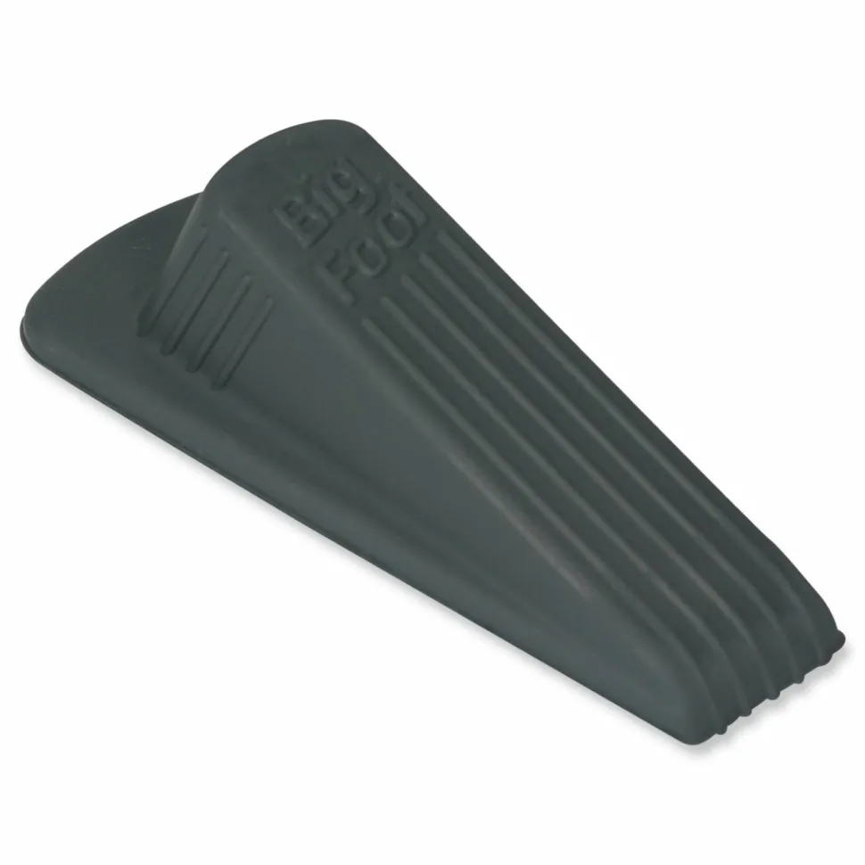 Master Caster Big Foot Doorstops, 1 1/4"H x 2"W x 4 3/4"D, Gray, Pack Of 2