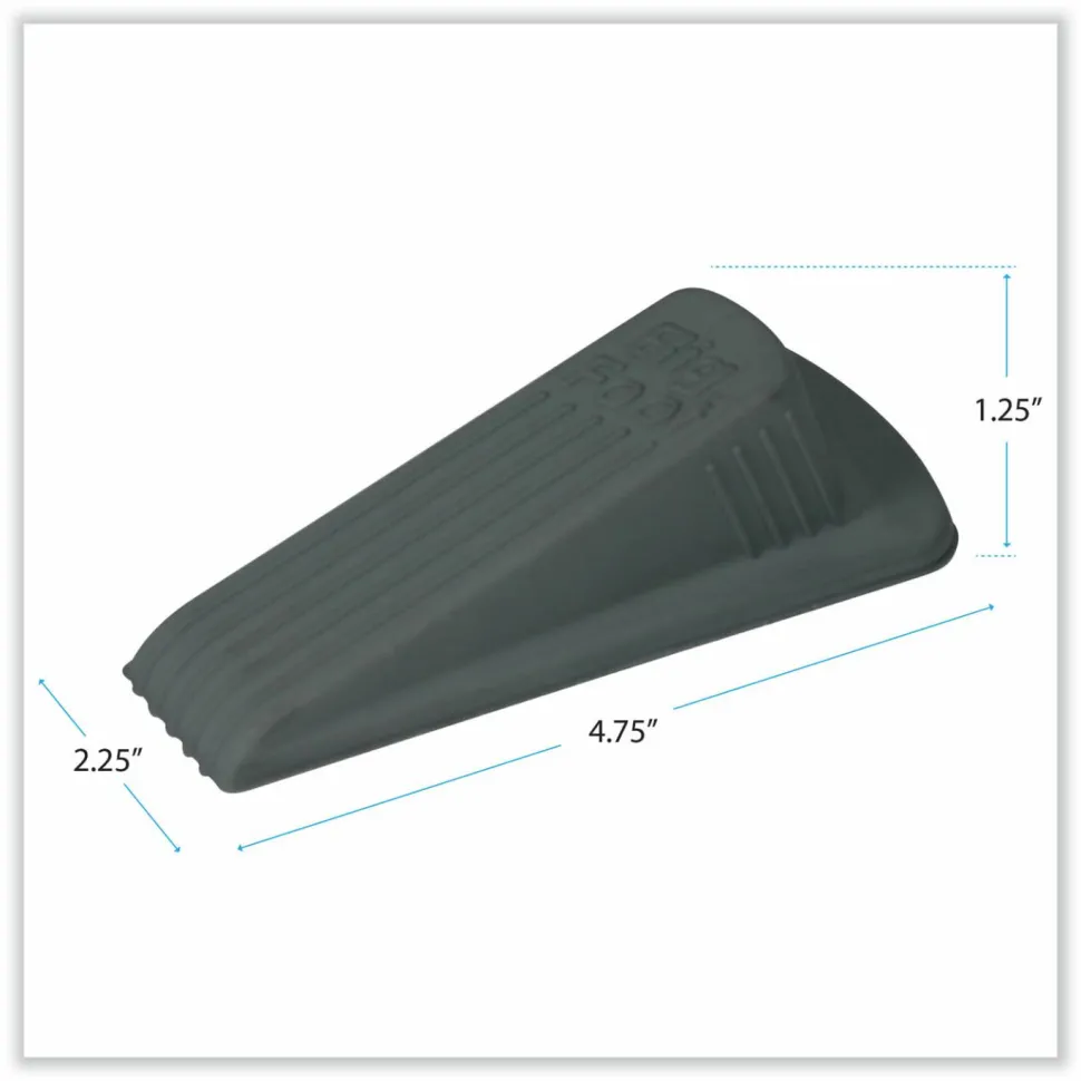 Master Caster Big Foot Doorstops, 1 1/4"H x 2"W x 4 3/4"D, Gray, Pack Of 2