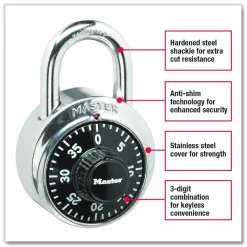 Master Lock Combination Padlock, Black/Chrome