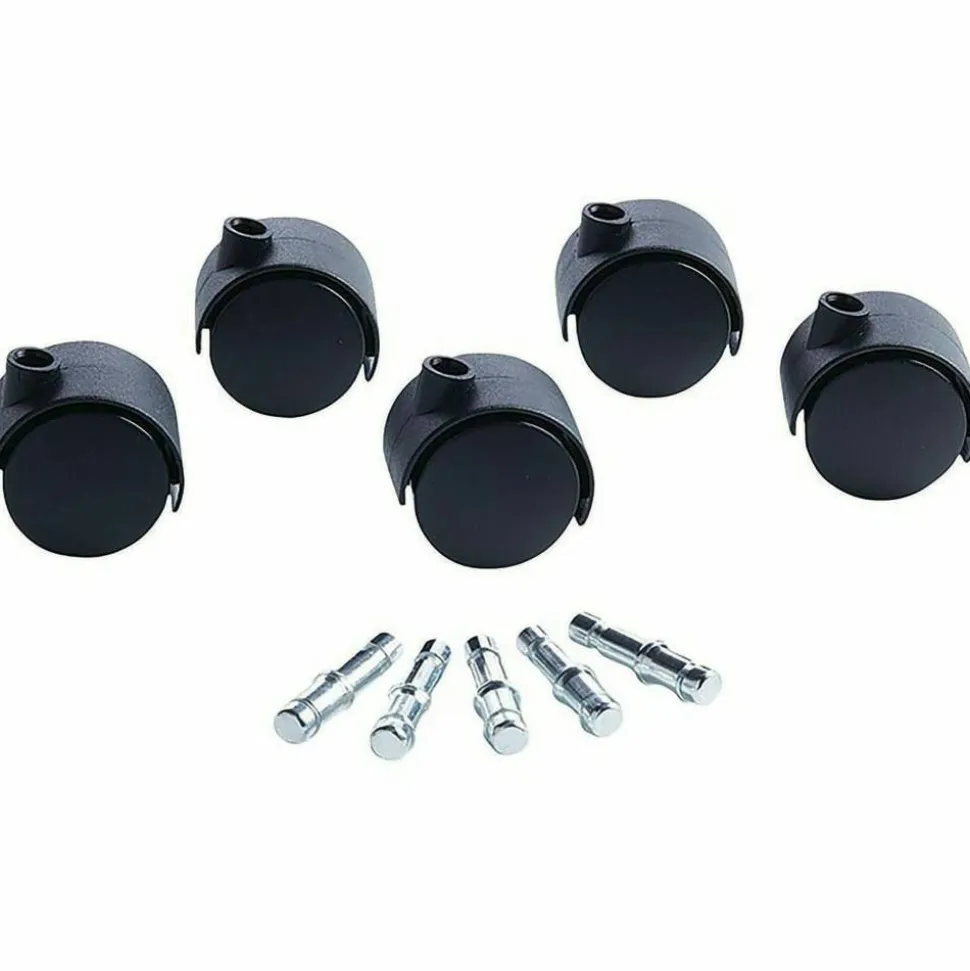 Master Caster Duet Casters, 2" Diameter, B/K Stems, Soft Wheels, Black