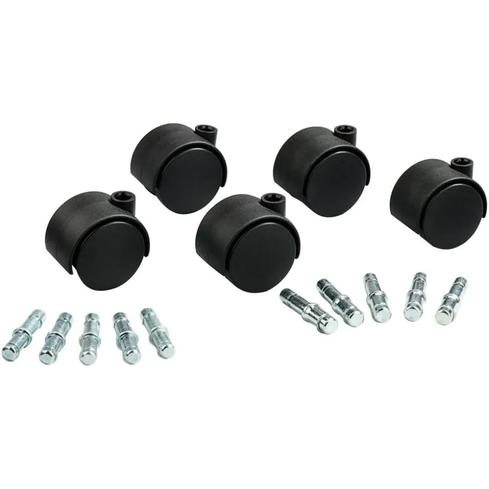Master Caster Duet Casters, 2" Diameter, B/K Stems, Soft Wheels, Black