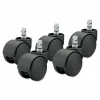 Master Caster Duet Noiseless Chair Mat Casters - 2" Diameter - 110 lb Load Capacity - Polyurethane - Matte Black - 1 Set