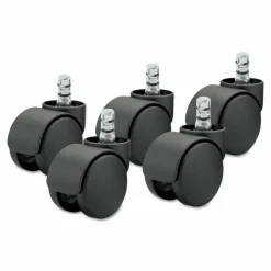Master Caster Duet Noiseless Chair Mat Casters - 2" Diameter - 110 lb Load Capacity - Polyurethane - Matte Black - 1 Set