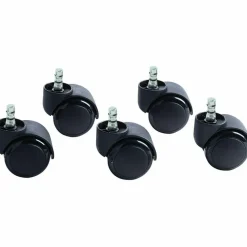 Master Caster Futura Noiseless Chair Mat Casters - 2.19" Diameter - 120 lb Load Capacity - Polyurethane - Matte Black - 1 Set