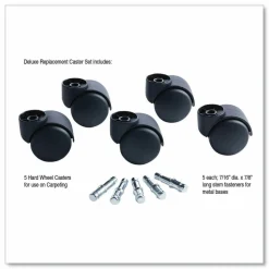 Master Caster Futura Series Casters, Hard Wheel, Stem B For Metal Bases, Pack Of 5