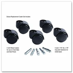 Master Caster Futura Series Casters, Soft Wheel, Stem B For Metal Bases, Pack Of 5