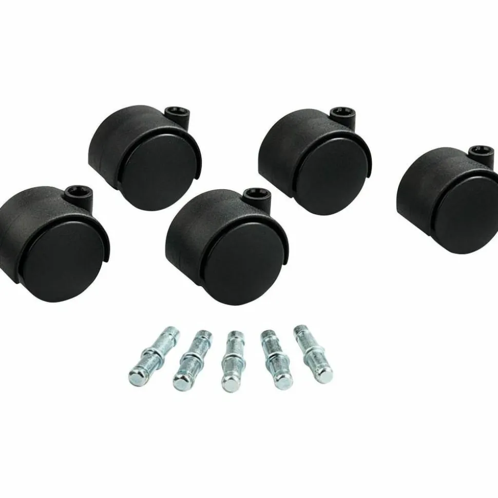 Master Caster Hard Floor Duet Casters, 2" Diameter, B/K Stems, Hard Wheels, Black