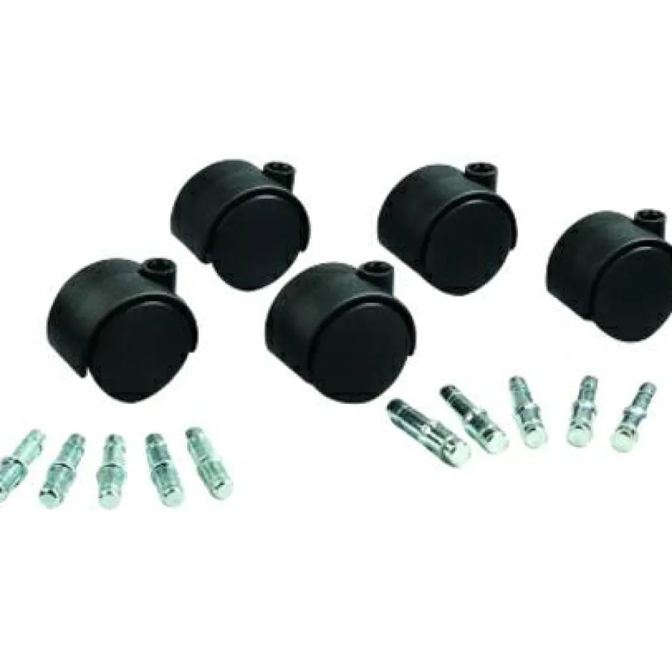 Master Caster Hard Floor Duet Casters, 2" Diameter, B/K Stems, Hard Wheels, Black
