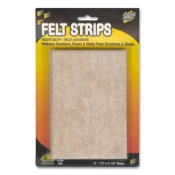 Master Caster Scratch Guard Felt Pads, 1/2" x 5 7/8", Beige, Pack Of 16