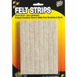Master Caster Scratch Guard Felt Pads, 1/2" x 5 7/8", Beige, Pack Of 16