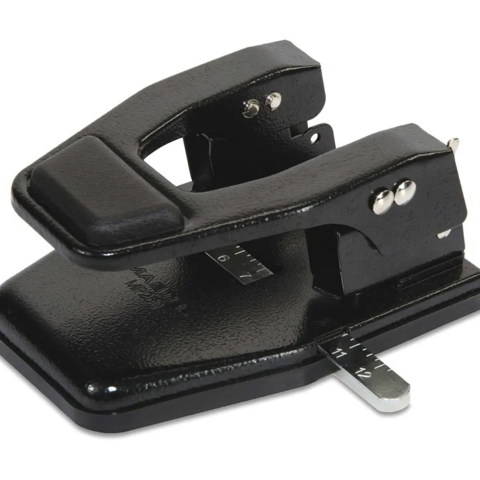 Master Heavy-Duty 2-Hole Padded Punch - 2 Punch Head(s) - 40 Sheet Capacity - 9/32" Punch Size - Round Shape - 13.8" x 12.5" x 9.5" - Black
