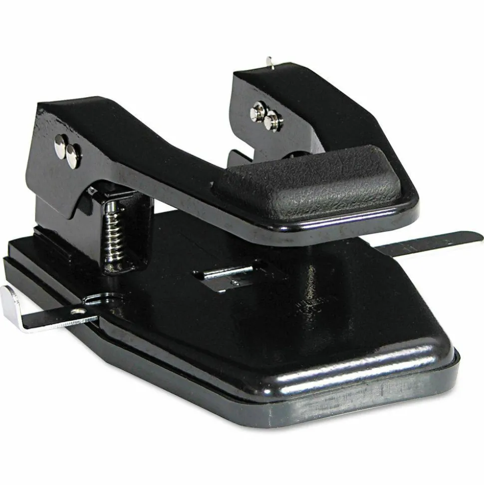 Master Heavy-Duty 2-Hole Padded Punch - 2 Punch Head(s) - 40 Sheet Capacity - 9/32" Punch Size - Round Shape - 13.8" x 12.5" x 9.5" - Black