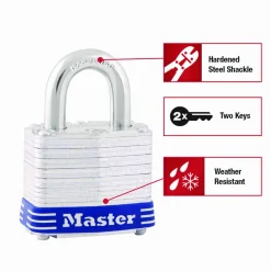 Master Lock Laminated Padlock, Steel, Silver