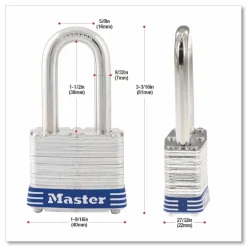 Master Lock Long-Shackle Padlock, Steel Gray
