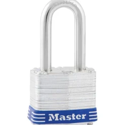 Master Lock Long-Shackle Padlock, Steel Gray