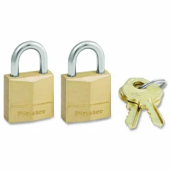 Master Lock Three-Pin Brass Tumbler Locks - 0.16" Shackle Diameter - Brass - 2 / Pack