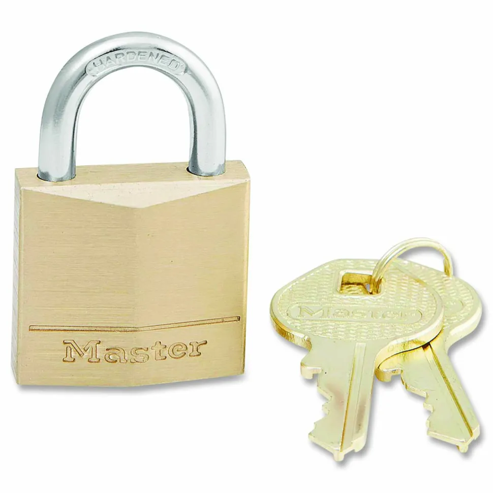 Master Lock Three-Pin Brass Tumbler Locks - 0.16" Shackle Diameter - Brass - 2 / Pack