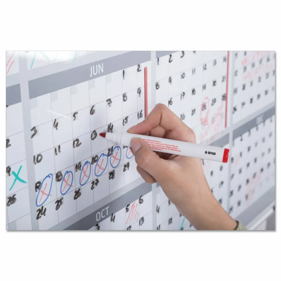 MasterVision Magnetic Dry Erase Calendar Board, 12-Month Planning/Scheduling, 36" x 24", White Surface, Satin Aluminum Frame