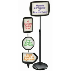 MasterVision Arrow Easy-Clean Dry-Erase Sign Stand, 17" x 25", Silver/Black