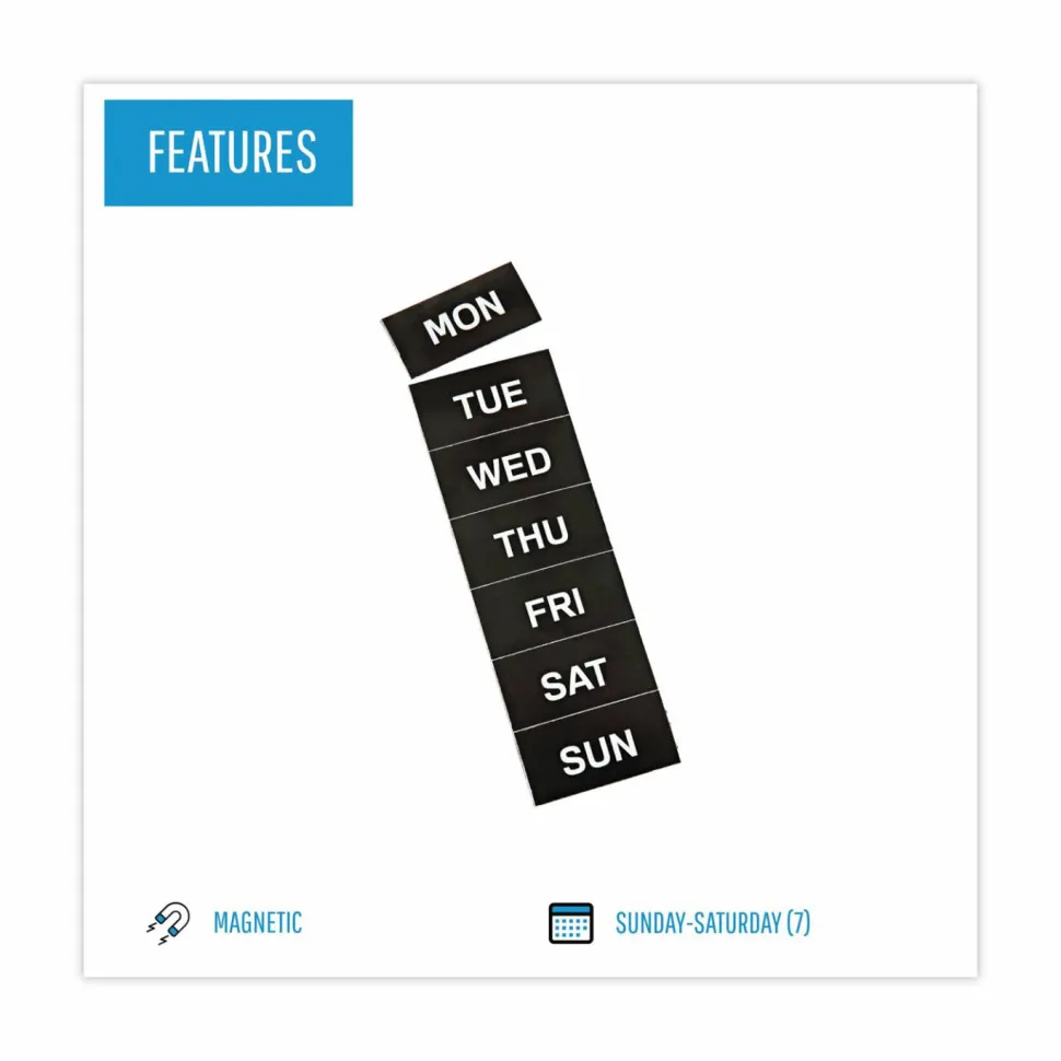 MasterVision Magnetic Days Of The Week, 1" x 2", Pack Of 7