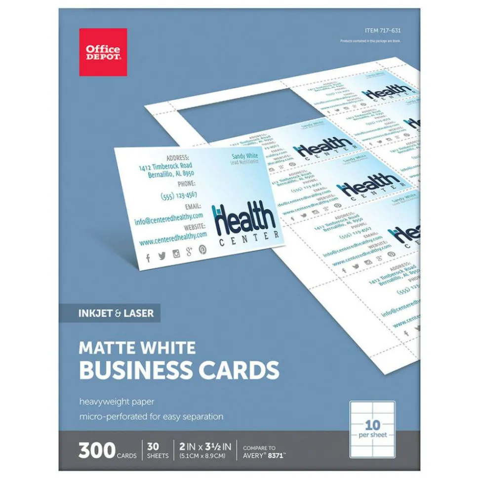 Matte Business Cards, 2" x 3 1/2", White, Pack Of 300