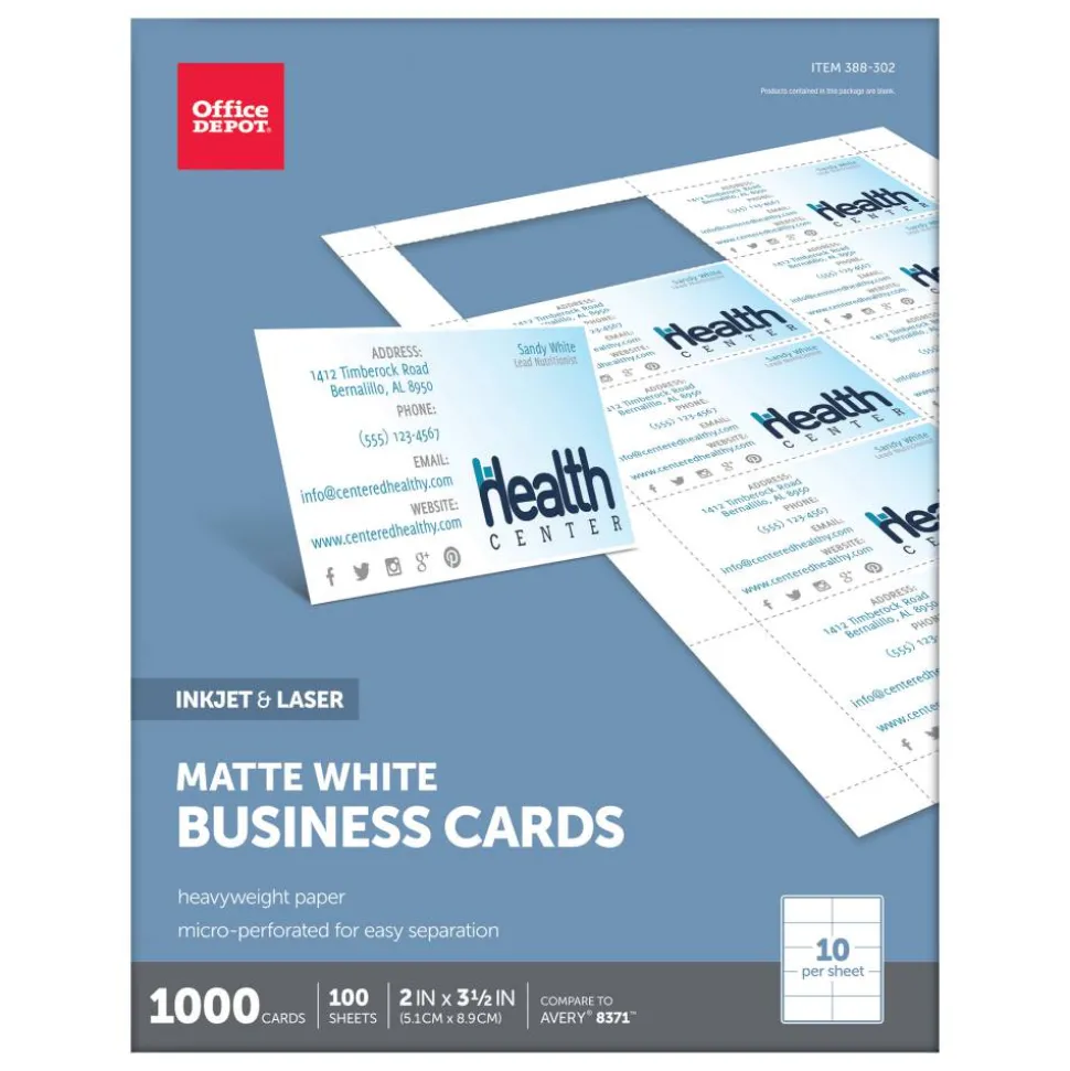 Matte Business Cards, 2" x 3 1/2", White, Pack Of 1,000