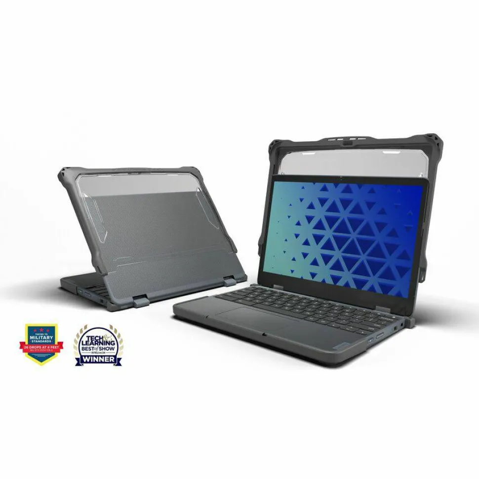 MAXCases Extreme Shell-F2 Slide Chromebook Case for Lenovo 500e G4S (300e/500e G3) Chromebook 2:1 11.6" (Grey/Clear)