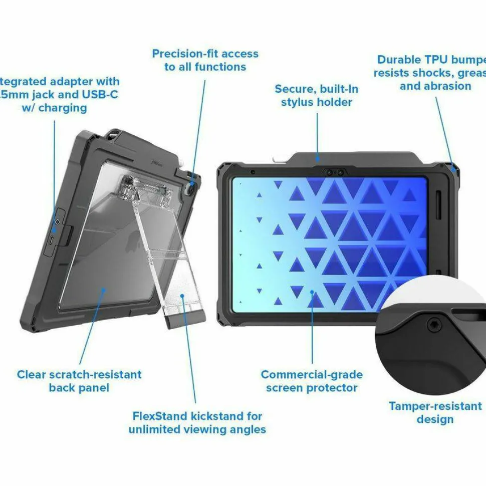 MAXCases Shield Extreme-X2 for iPad 10/11 10.9" w/3.5 mm Adapter and Tamper-Resistant Design (2022) (Black Bezel-Gray Chromebook Case)