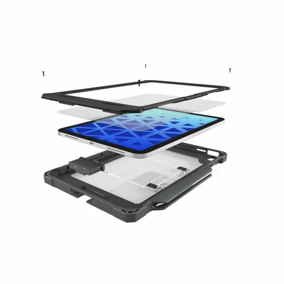 MAXCases Shield Extreme-X2 for iPad 10/11 10.9" w/3.5 mm Adapter and Tamper-Resistant Design (2022) (Black Bezel-Gray Chromebook Case)