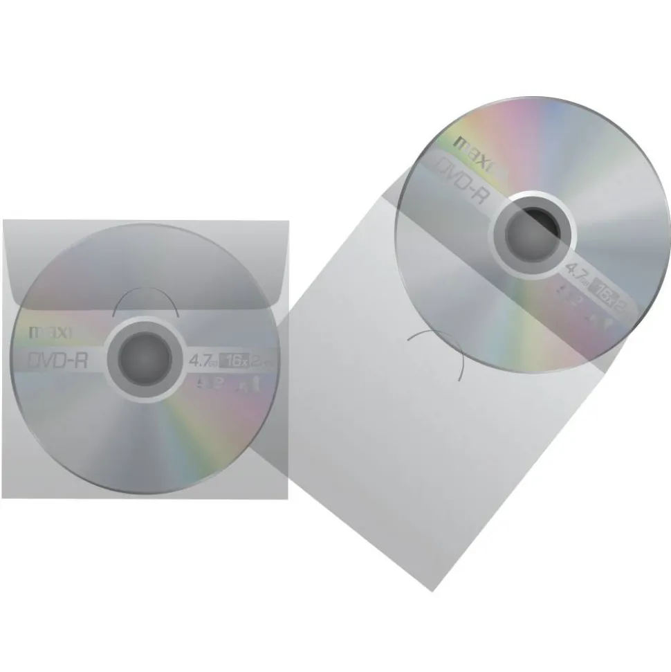 Maxell CD/DVD Keepers, Clear, Pack Of 50