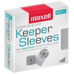 Maxell CD/DVD Keepers, Clear, Pack Of 50