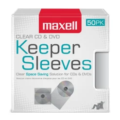 Maxell CD/DVD Keepers, Clear, Pack Of 50