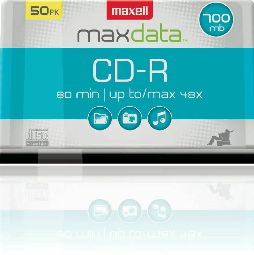 Maxell CD-R Media Spindle, 700MB/80 Minutes, Pack Of 50